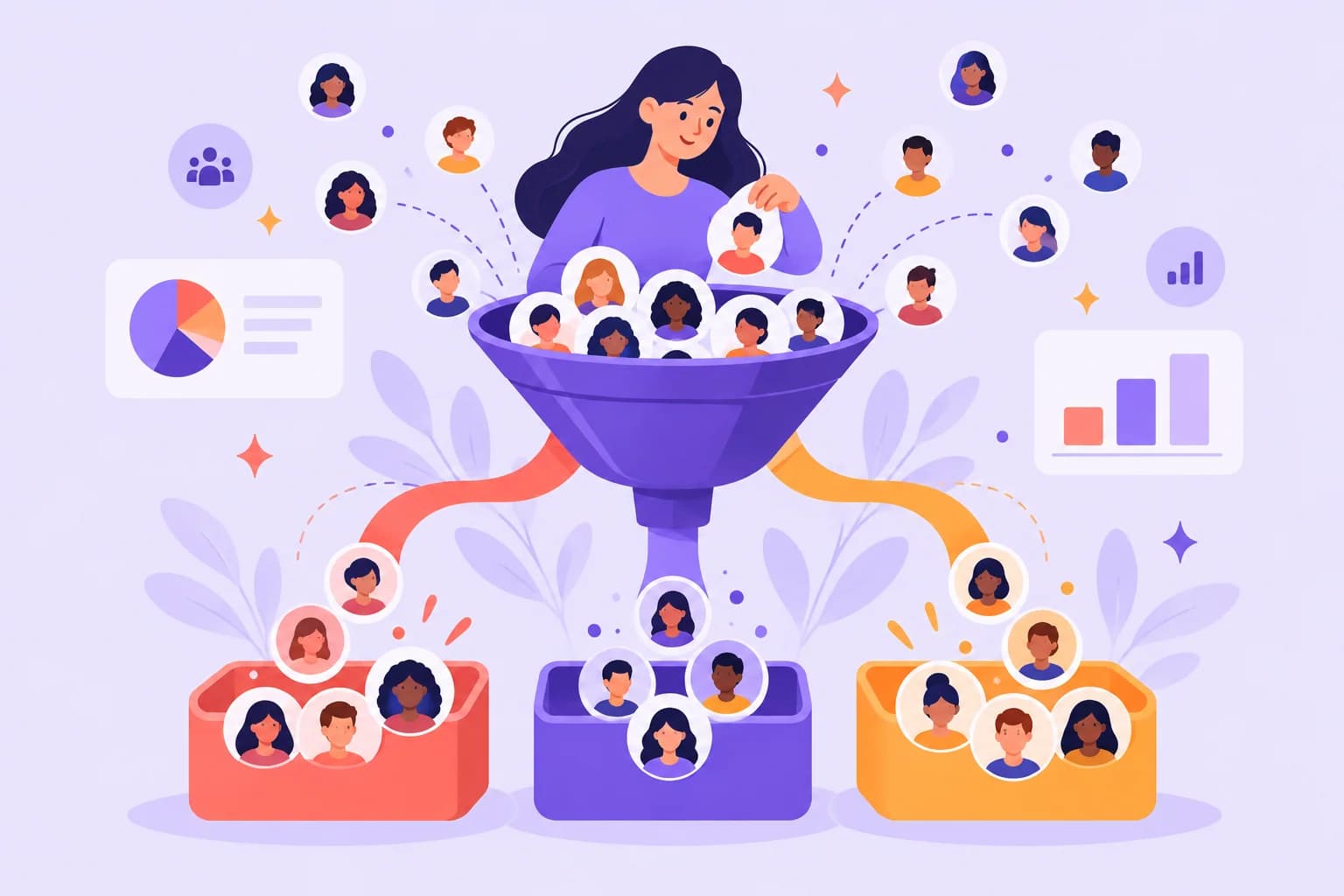 Customers sorted into audience segments