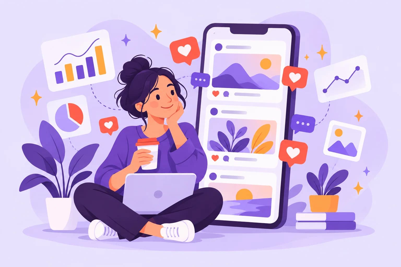 Social media feed with posts and likes