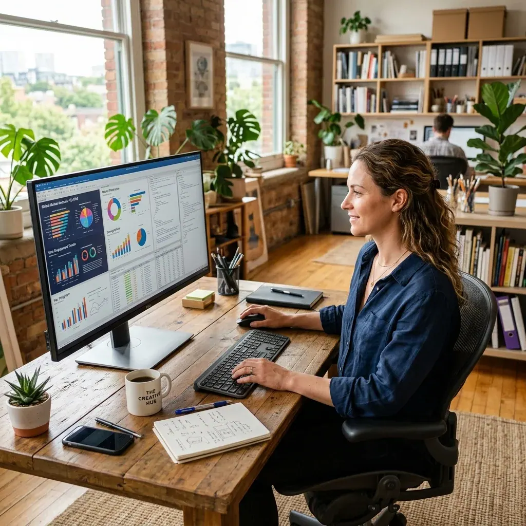 Reviewing a client's website and Google profile on screen
