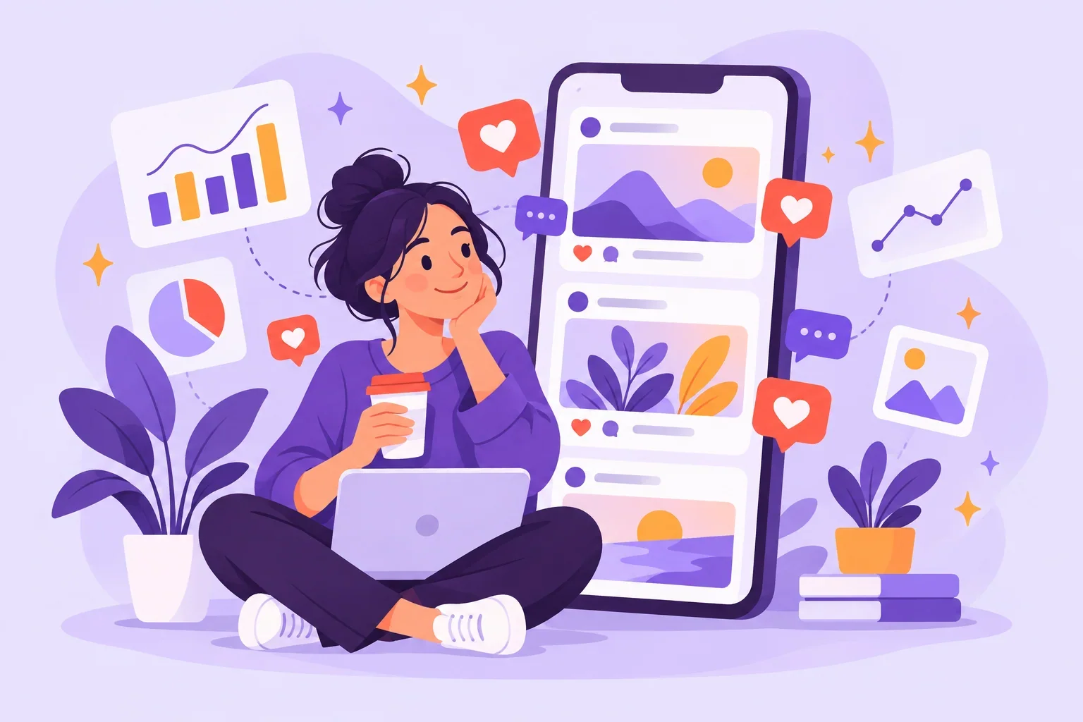 Social media feed with posts and likes